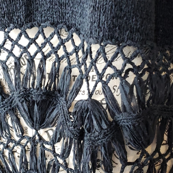 {Fever} Hand Crochet Black Swim Suit cover up Tunic - Picture 7 of 8